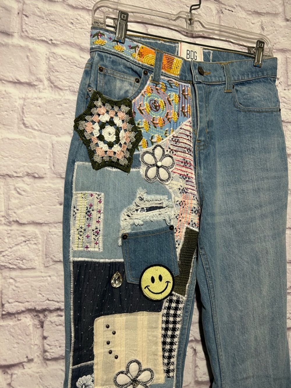 BDG  EUC High Waisted Y2K Patchwork Flare Jeans Indigo Craft Size 26 - Picture 3 of 13